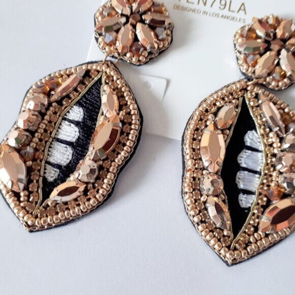 Ten79LA beaded & crystal accented drop earrings - Picture 5 of 6